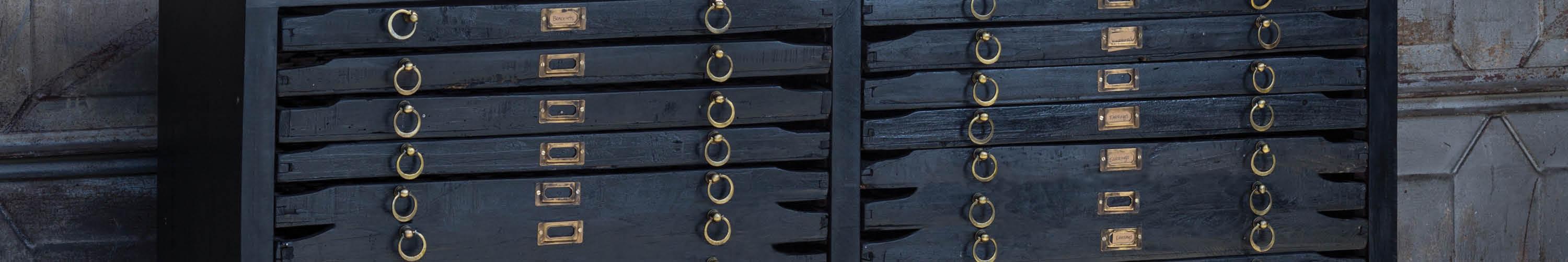 wood credenza with clear handles